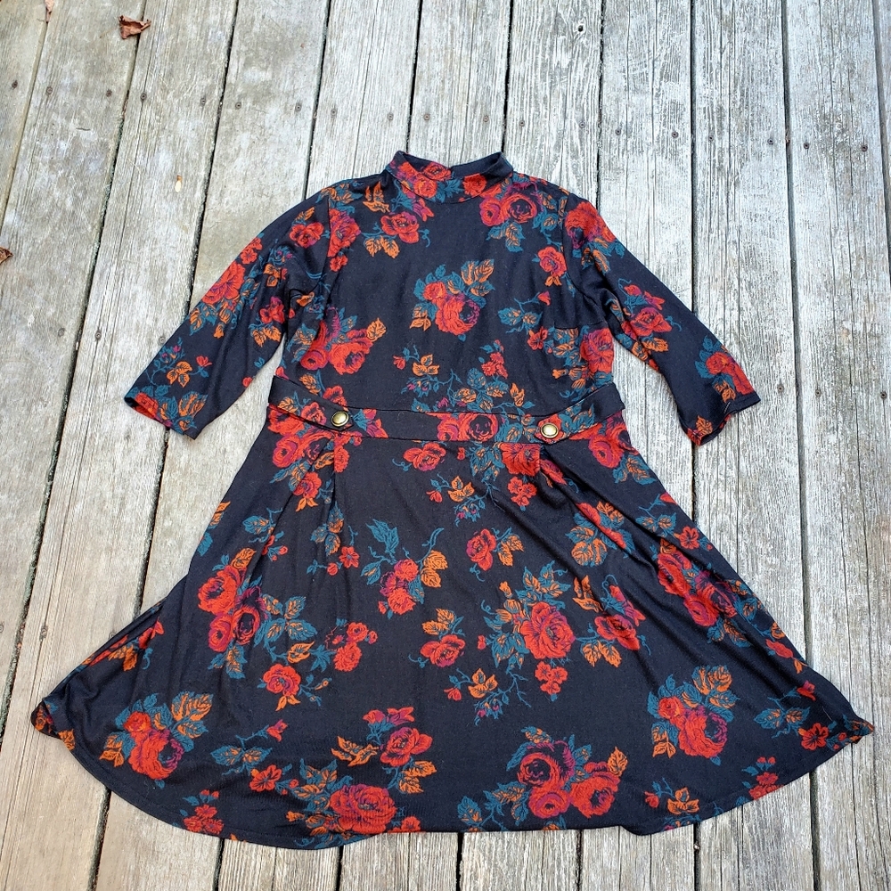 Dark Garden • ModCloth Knit A-line Dress • 1 XL